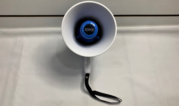 Mini Megafono recargable con USB grabacion y musica color Azul con blanco
