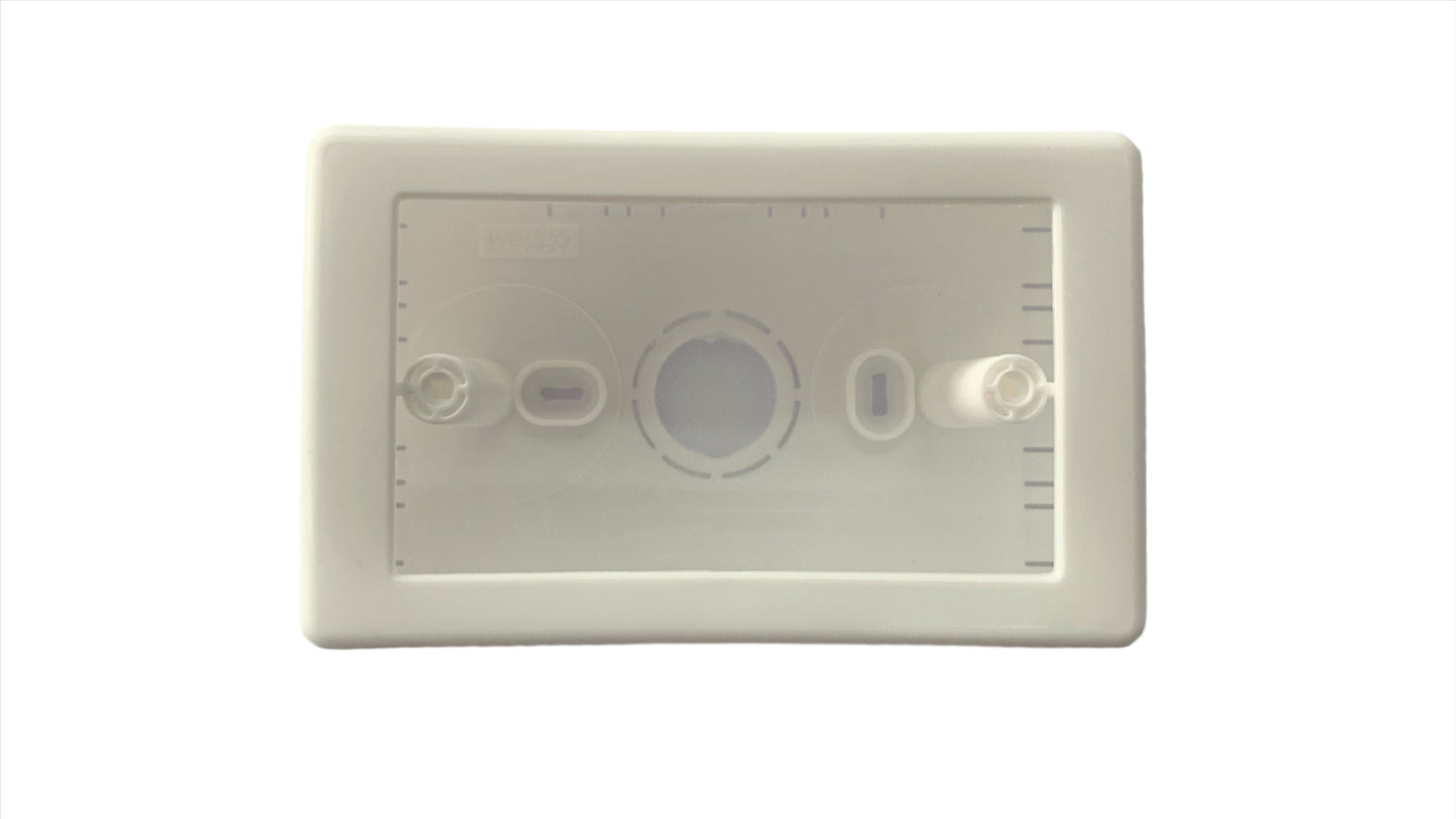 Caja Sobrepuesta de Plastico color Blanca para colocar faceplates y tomas electricos