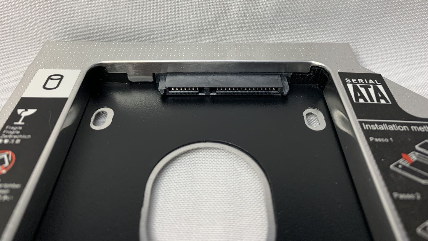 Adaptador Caddy de 9.5 mm para instalar un disco de 2.5 pulgadas en una unidad CD DVD RW
