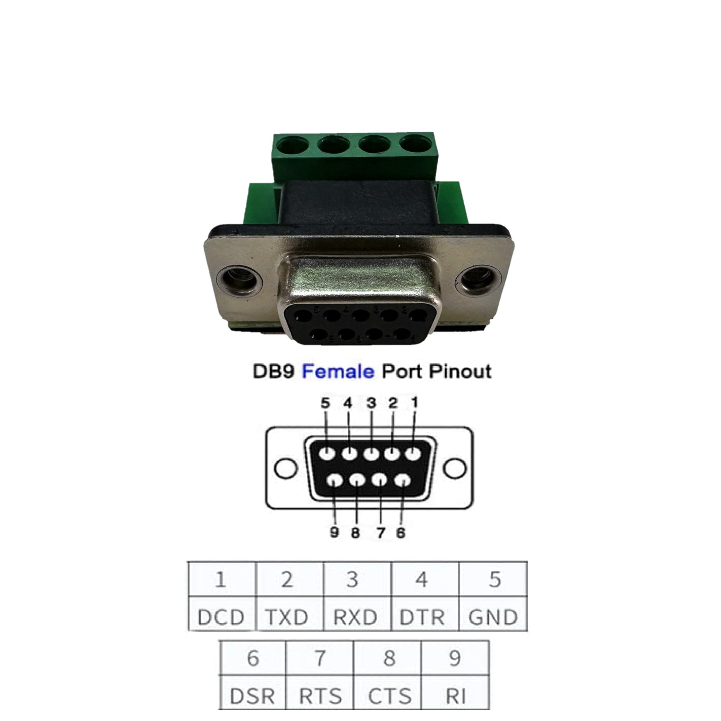 Convertidor bidireccional de RS-232 a RS-485 con 4 borneras RS232 RS485
