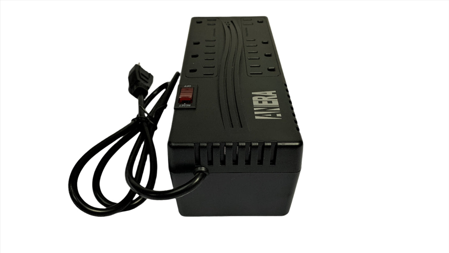 Regulador de Voltaje de 1200 VA 8 tomas marca Anera