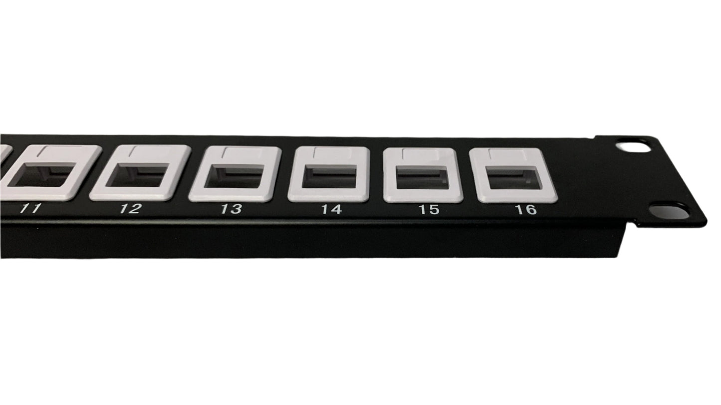 Patch Panel Modular sin jacks de 16 Puertos para rack