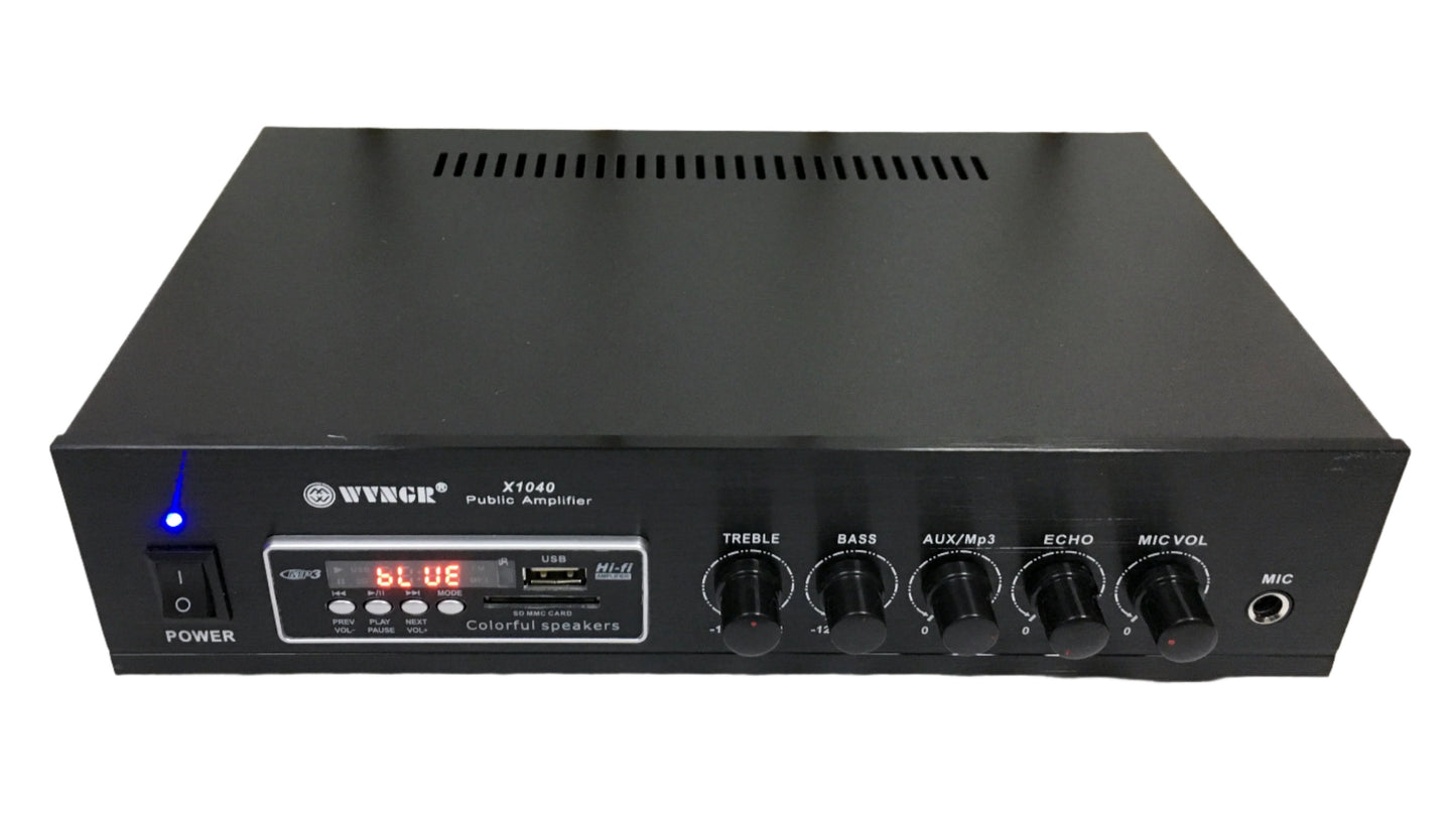 Amplificador de Sonido Ambiental con Bluetooth Radio FM y USB 75 Watts