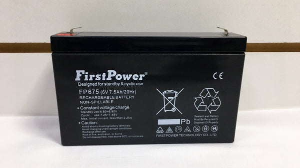 Bateria Seca Recargable 6 V 7.5 Ah sellada marca First Power
