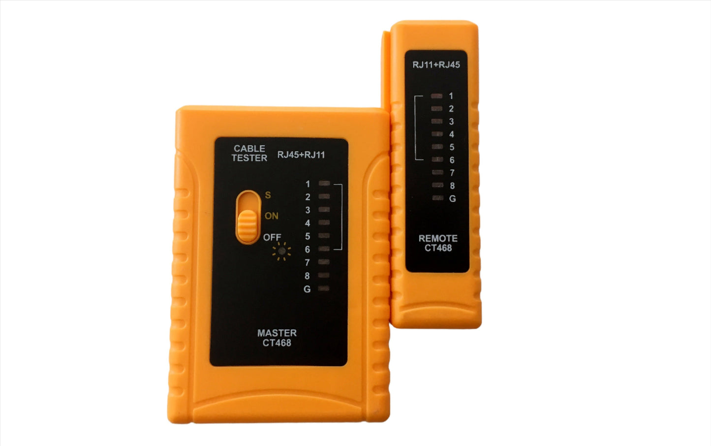 Lan Tester probador de cables de Red UTP y telefonico color naranja