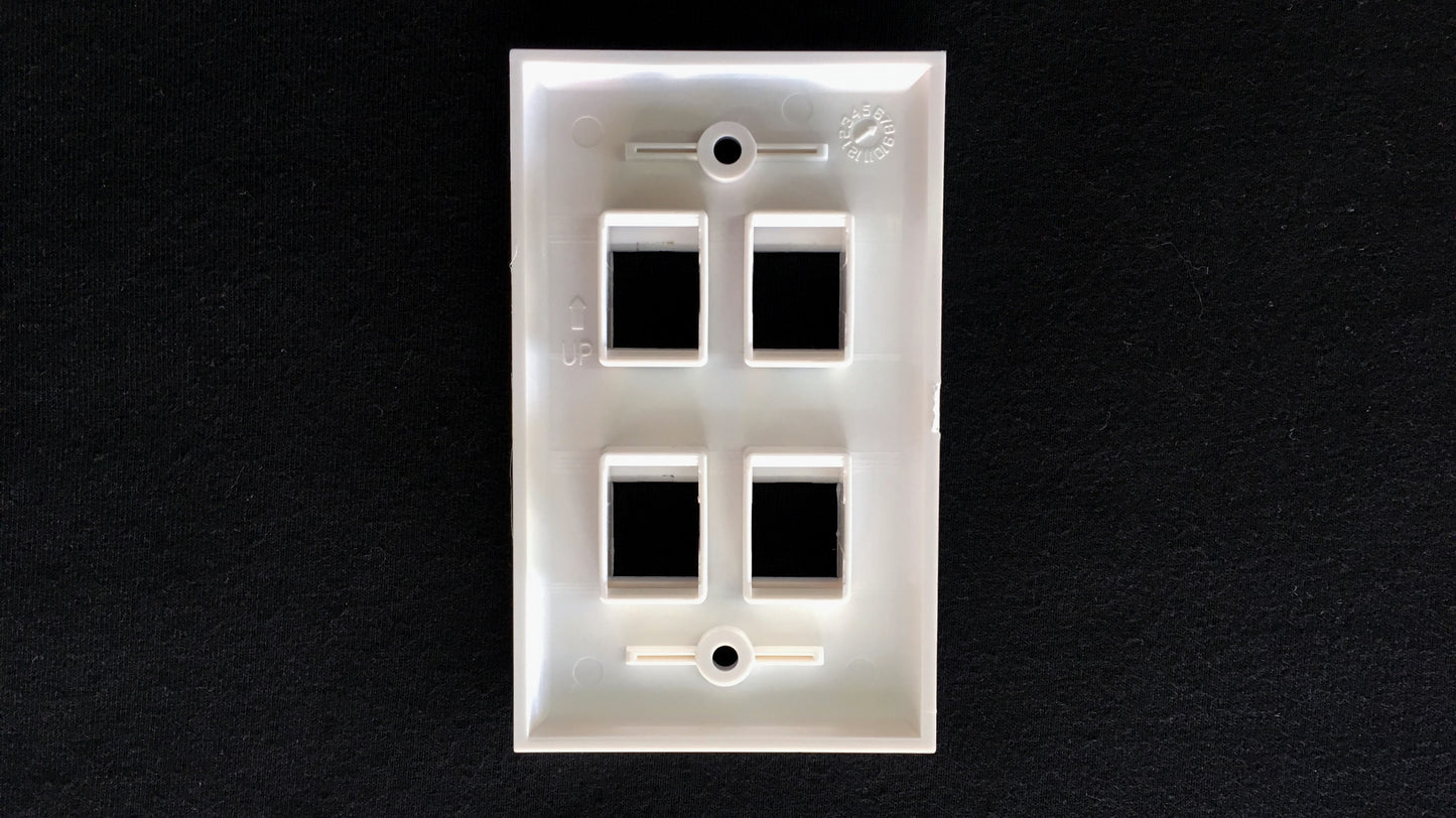 Faceplate Placa RJ-45 tipo Keystone para 4 Tomas Jack De Redes