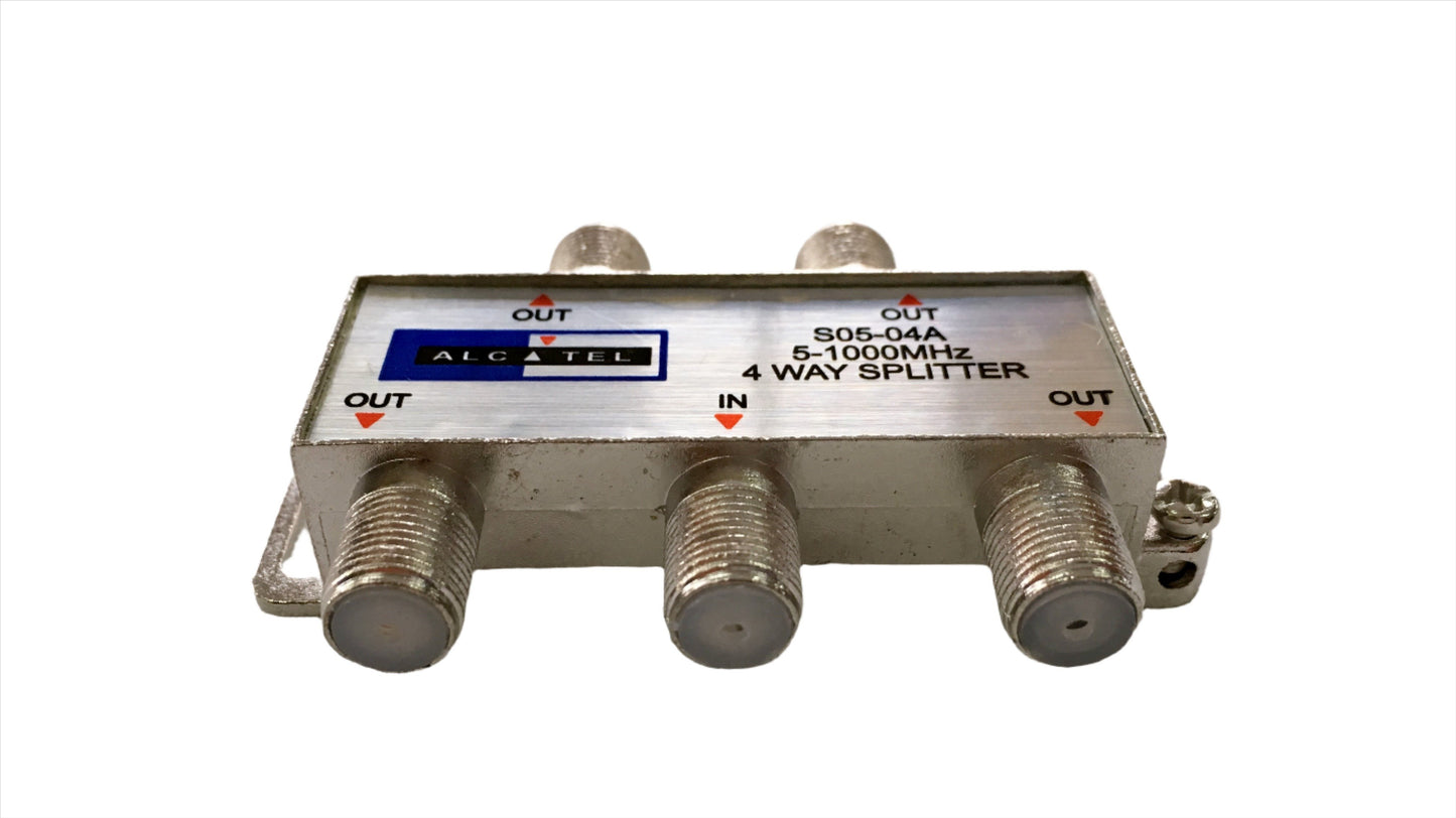 Splitter Coaxial de 1 entrada a 4 salidas marca Alcatel