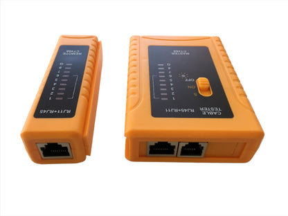 Lan Tester probador de cables de Red UTP y telefonico color naranja