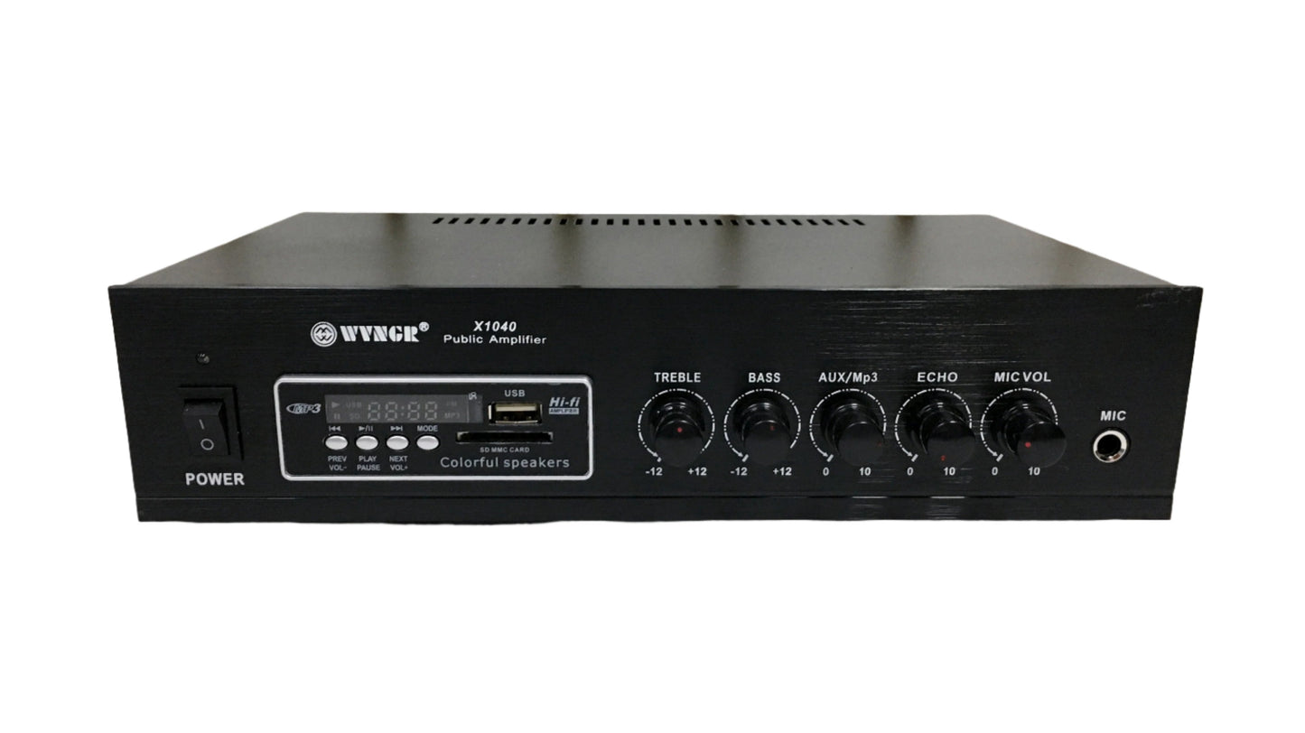 Amplificador de Sonido Ambiental con Bluetooth Radio FM y USB 75 Watts